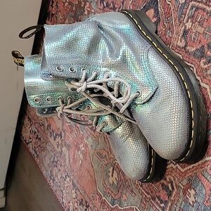 Dr. Marten Pascal Blue Iridescent Texture Boots